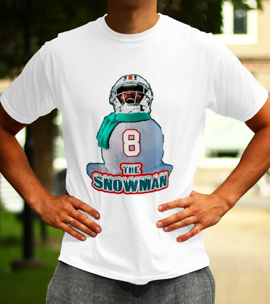 Miami Dolphins Jevon Holland 8 The Snowman Christmas T-Shirt
