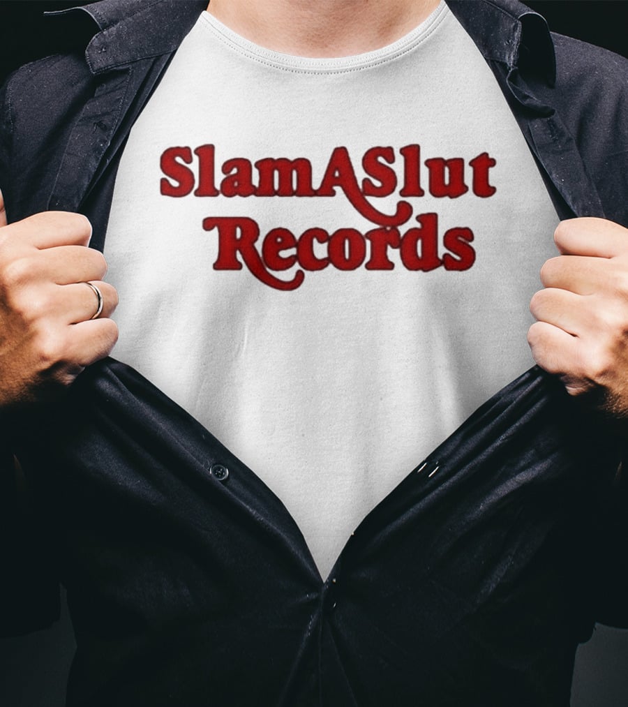 SlamASlut Records Vintage Inspired Music Label T-Shirt
