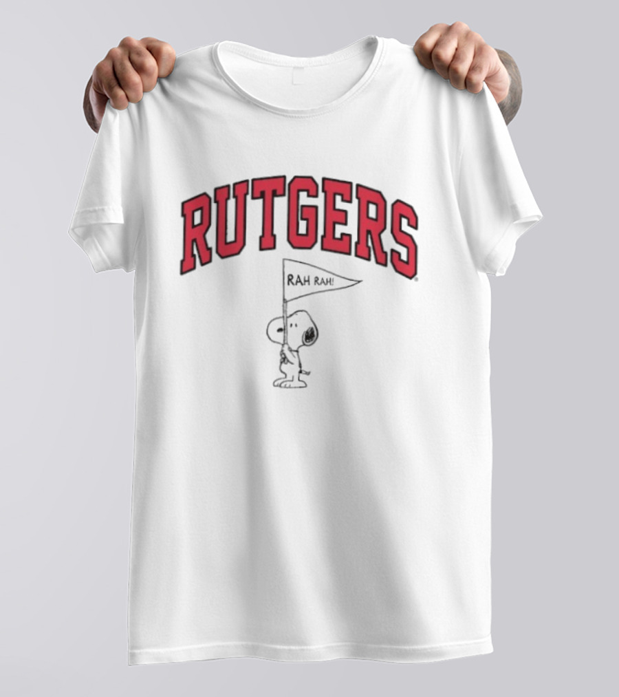 Rutgers Scarlet Knights Snoopy Rah Rah Flag T-Shirt