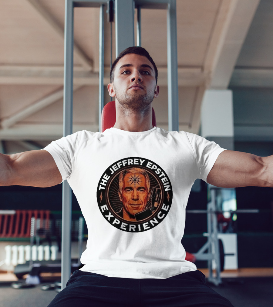 The Jeffrey Epstein Experience Meme Parody Headshot With Microphone And Psychedelic T-Shirt