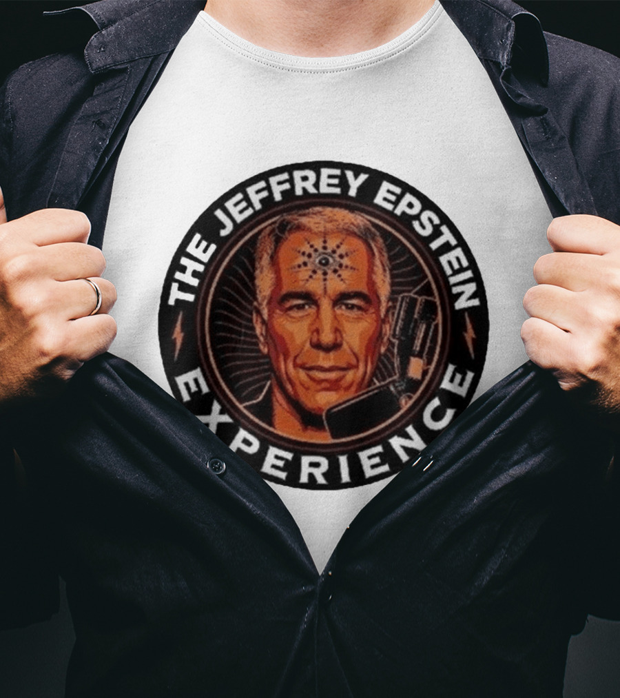 The Jeffrey Epstein Experience Meme Parody Headshot With Microphone And Psychedelic T-Shirt
