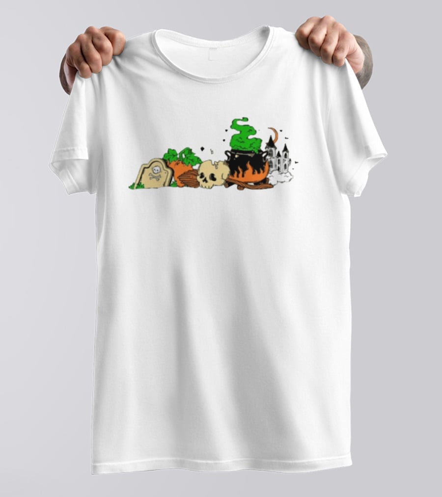 Spooky Kentucky Halloween With Pumpkins And Skull Scene T-Shirt