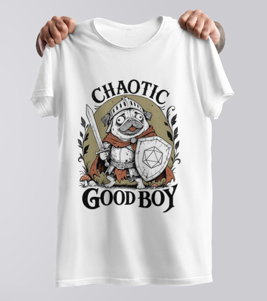 Chaotic Good Boy Pug Knight Adventure Dungeons And Dragons T-Shirt