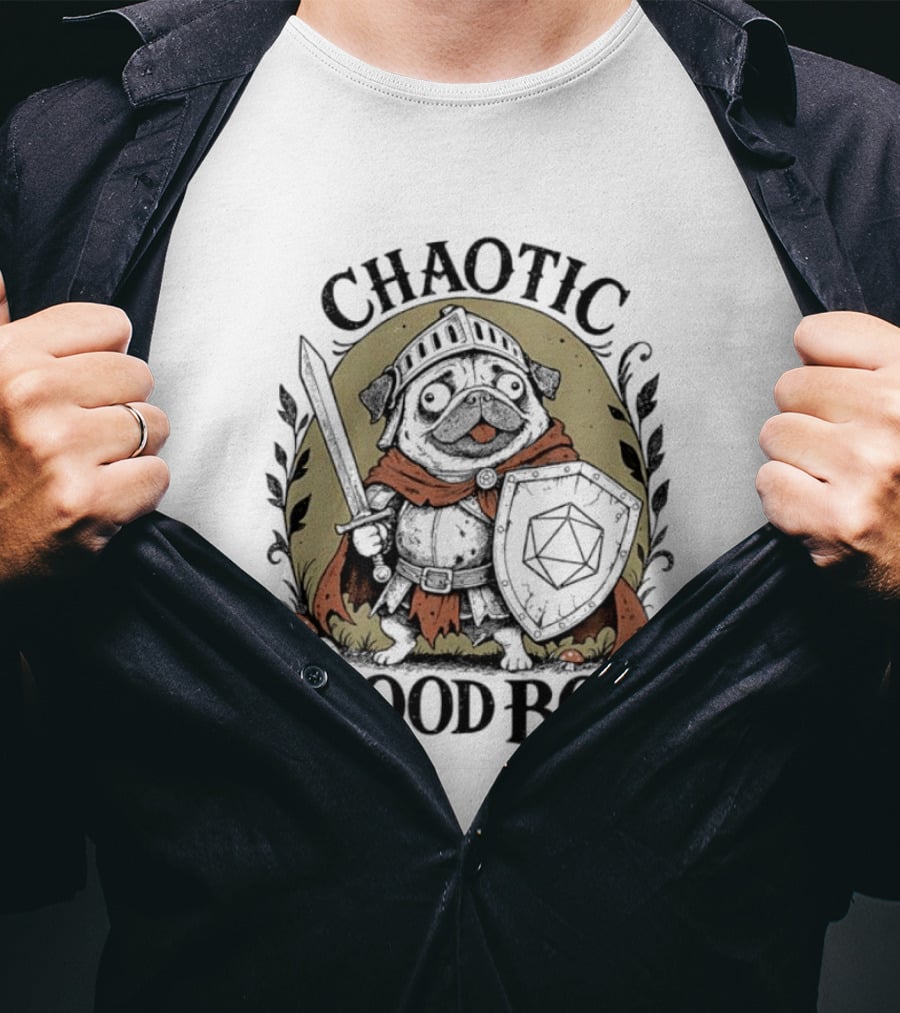 Chaotic Good Boy Pug Knight Adventure Dungeons And Dragons T-Shirt