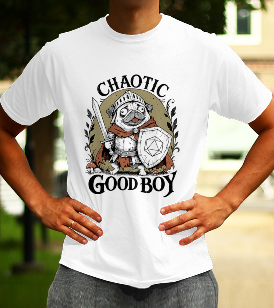 Chaotic Good Boy Pug Knight Adventure Dungeons And Dragons T-Shirt