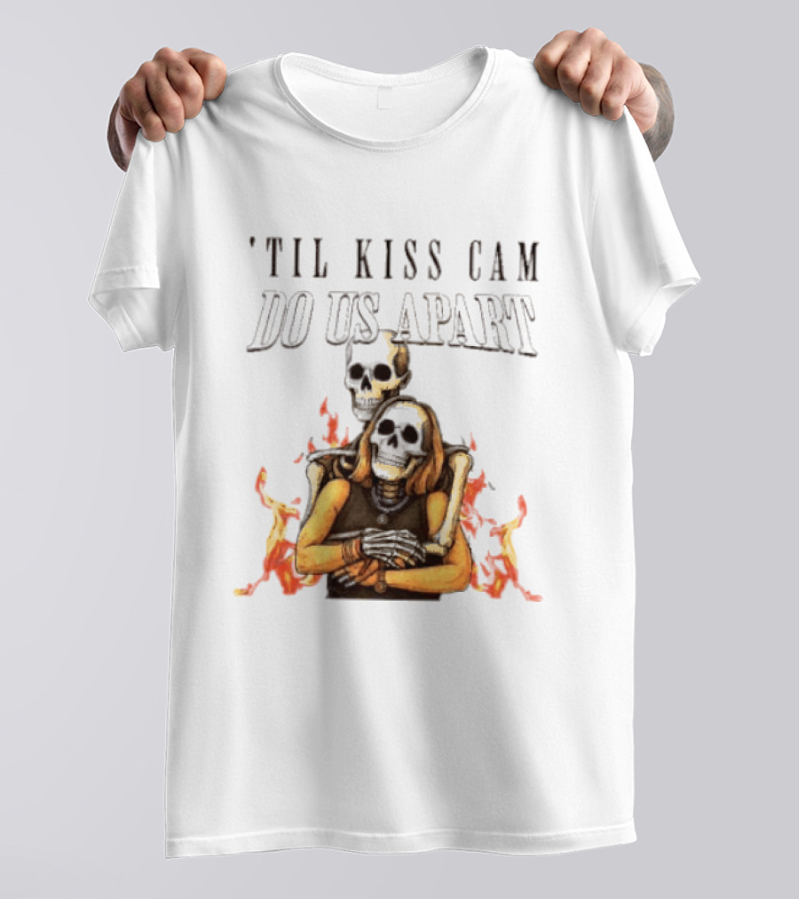 Til Kiss Cam Do Us Part Skeleton Halloween Flames T-Shirt