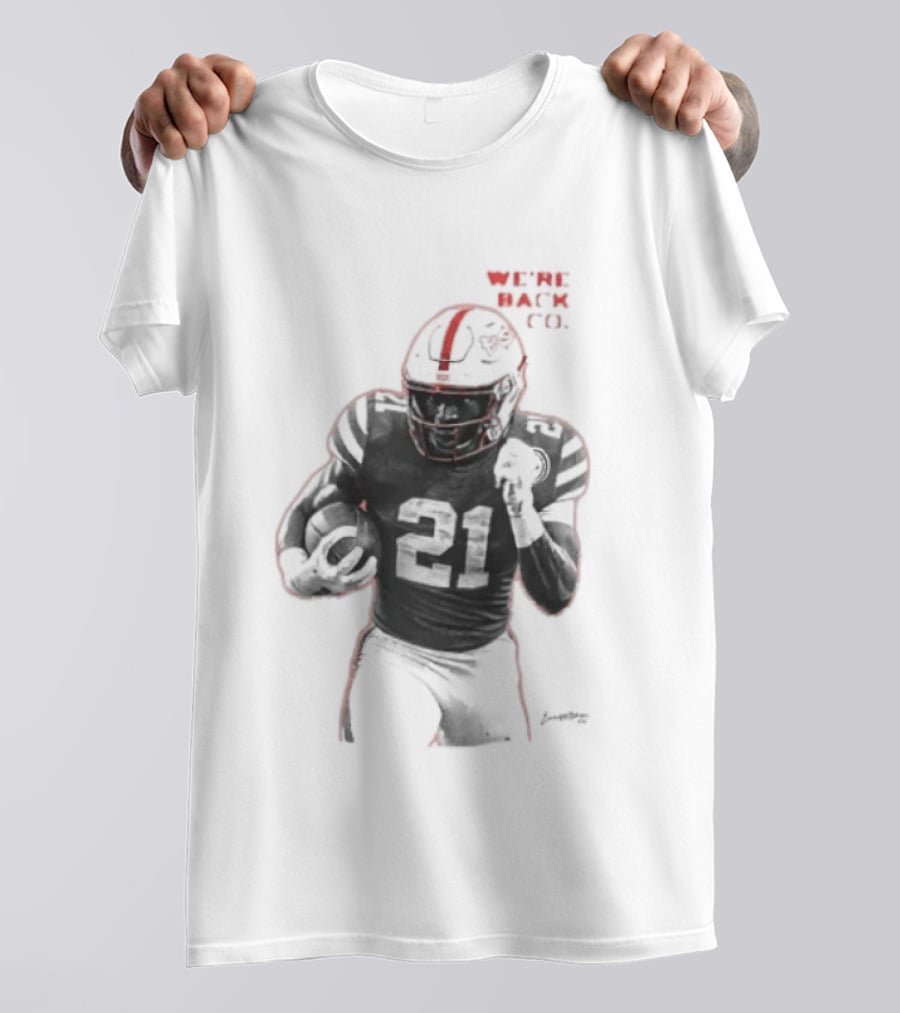 We're Back CO EMoney Backfield Football Player Number 21 Football Helmet Illustrated T-Shirt