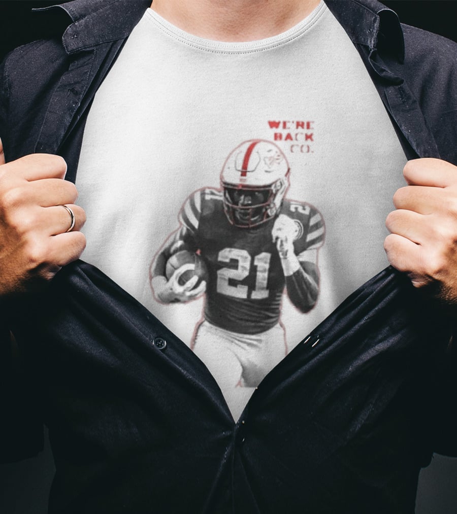 We're Back CO EMoney Backfield Football Player Number 21 Football Helmet Illustrated T-Shirt