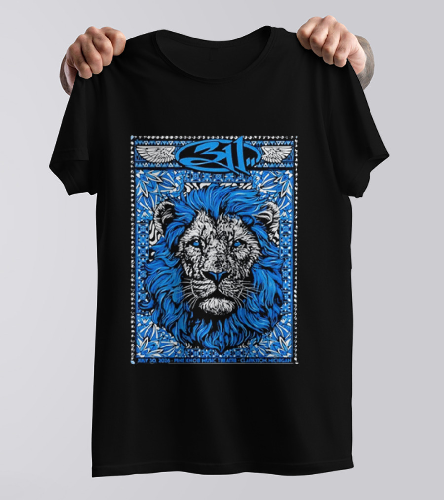 311 Live At Pine Knob Music Theatre July 30 2026 Lion Artwork Clarkson Michigan T-Shirt