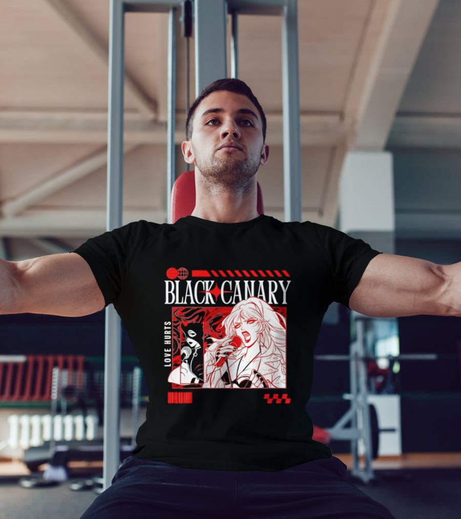 Black Canary Love Hurts DC Comics Superhero Microphone Music Scene T-Shirt