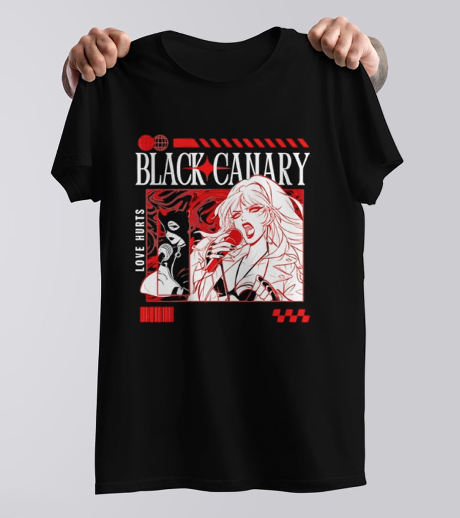 Black Canary Love Hurts DC Comics Superhero Microphone Music Scene T-Shirt