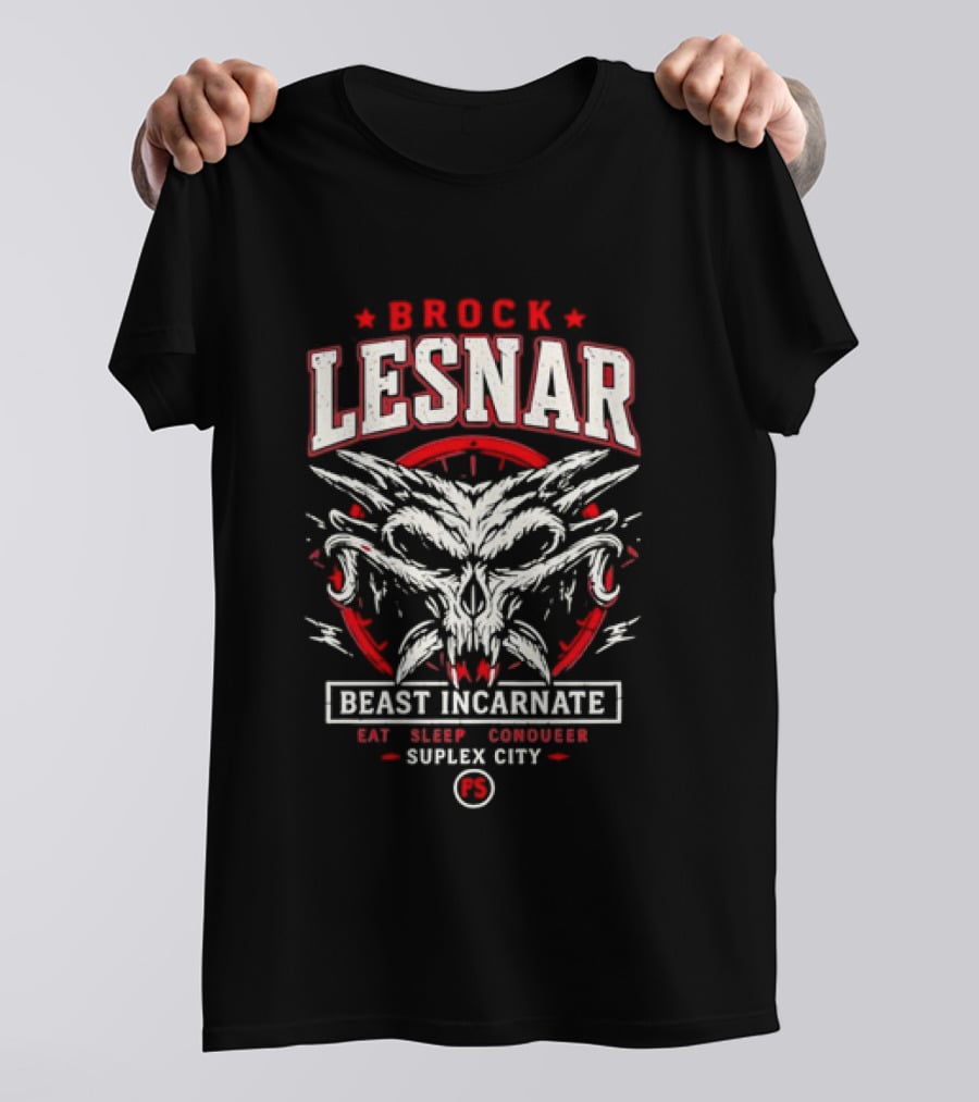 Brock Lesnar Beast Incarnate Eat Sleep Conquer Suplex City Skull Motif T-Shirt