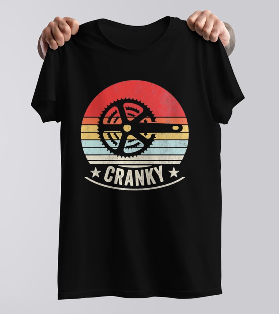Cranky Sunset Bike Crank Retro Vintage Cycling T-Shirt
