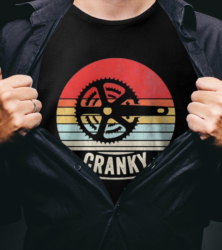 Cranky Sunset Bike Crank Retro Vintage Cycling T-Shirt