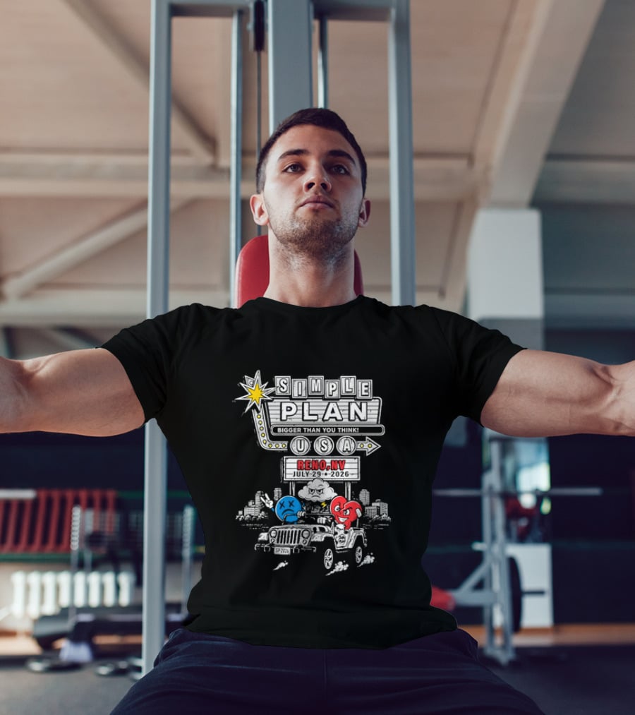 Bigger Than You Think Simple Plan USA Tour Reno NV 2026 Jeep Adventure T-Shirt