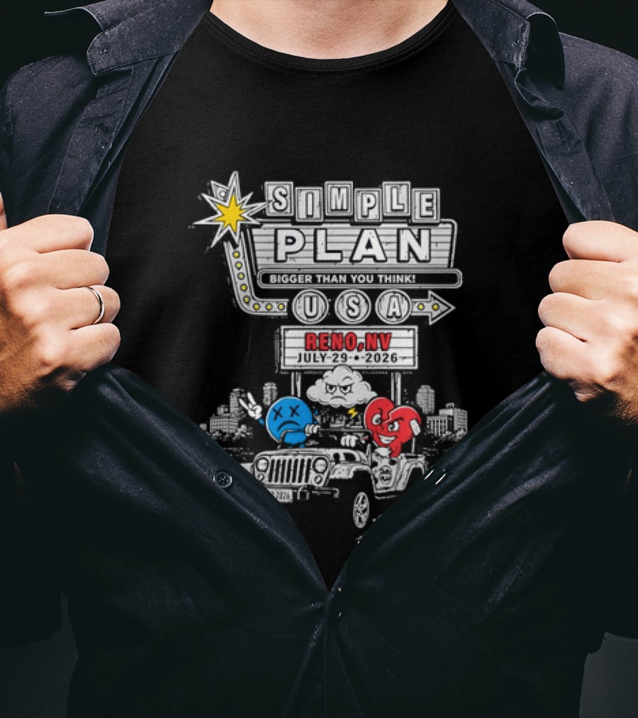 Bigger Than You Think Simple Plan USA Tour Reno NV 2026 Jeep Adventure T-Shirt