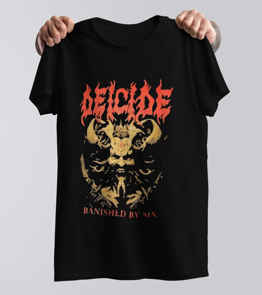 Deicide Banished By Sin Skull And Horns Death Metal T-Shirt