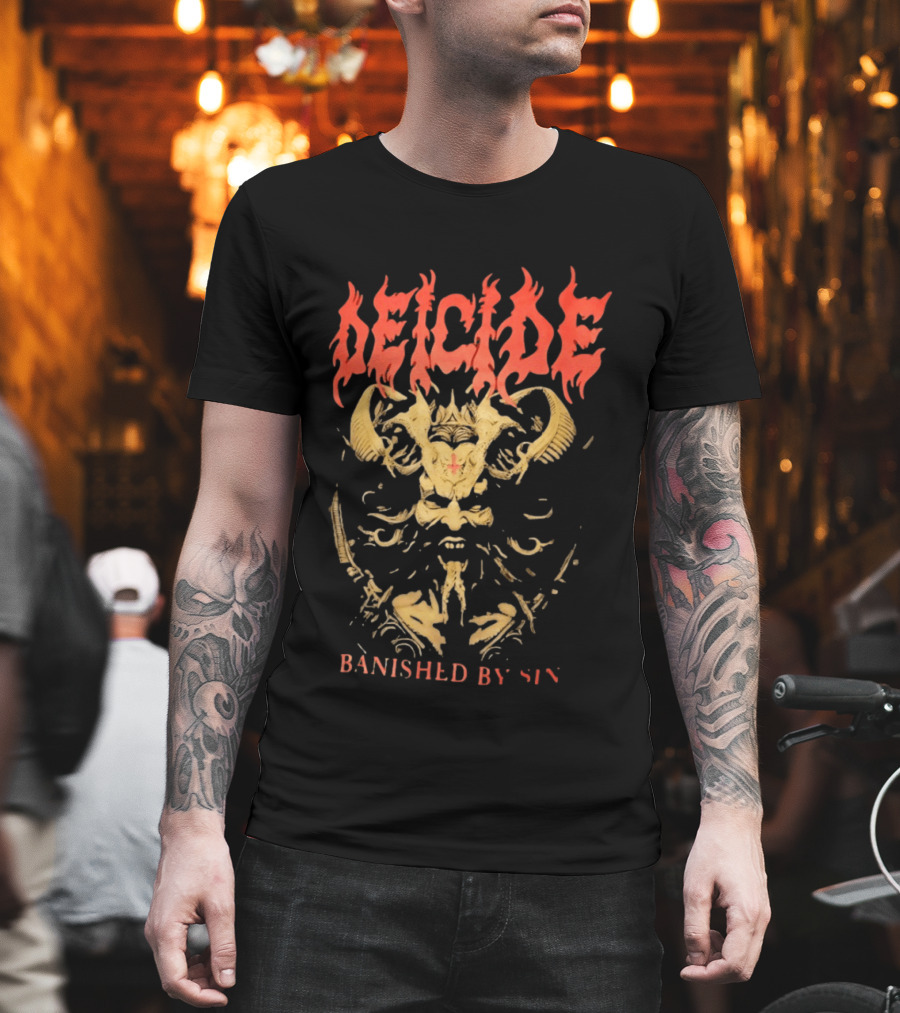 Deicide Banished By Sin Skull And Horns Death Metal T-Shirt