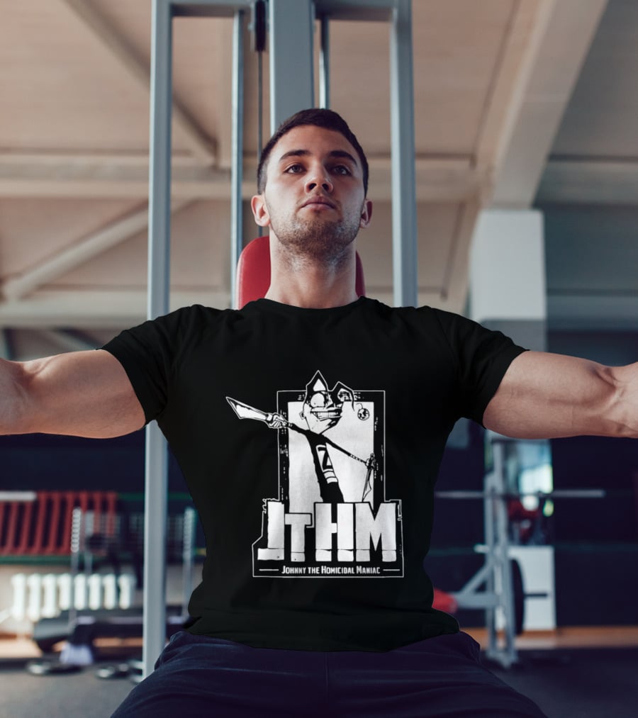 JTHM Johnny The Homicidal Maniac Distressed Black And White Comic T-Shirt