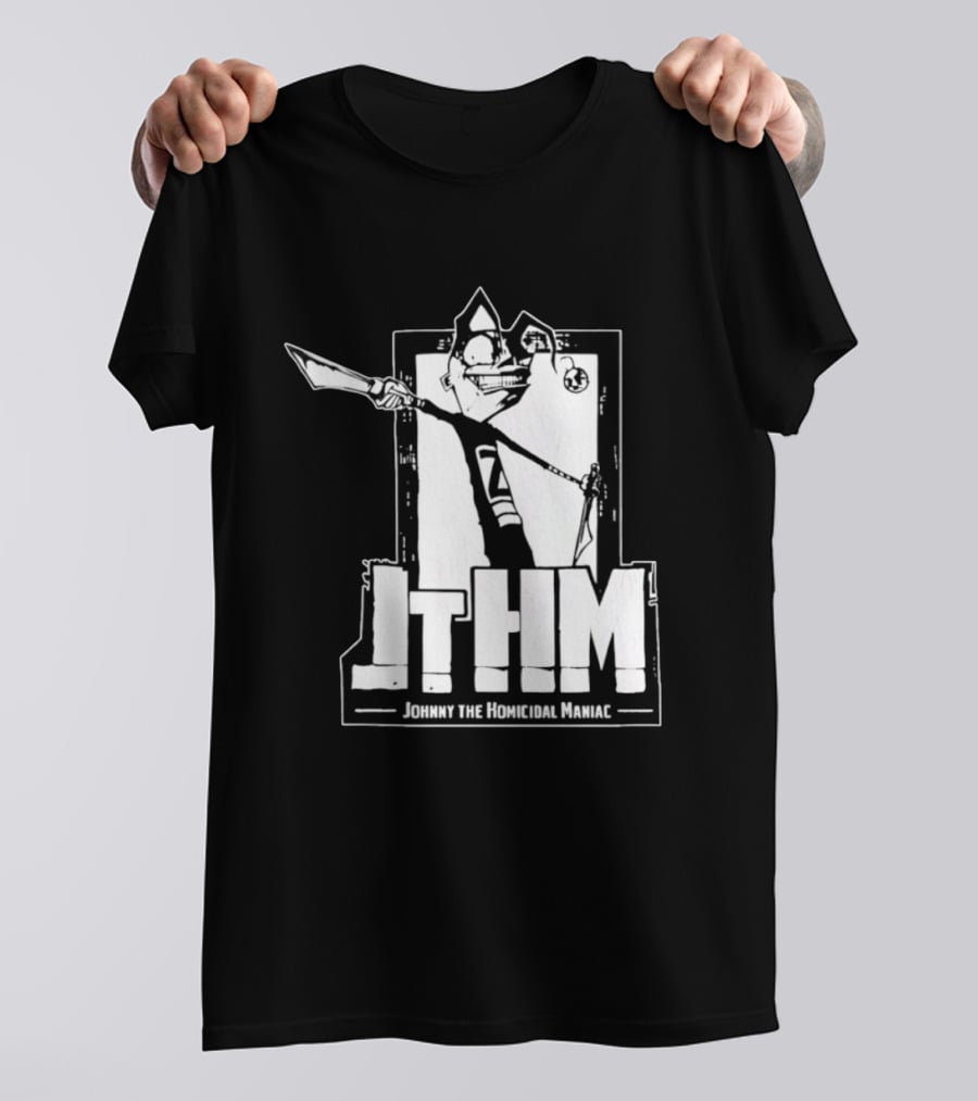 JTHM Johnny The Homicidal Maniac Distressed Black And White Comic T-Shirt