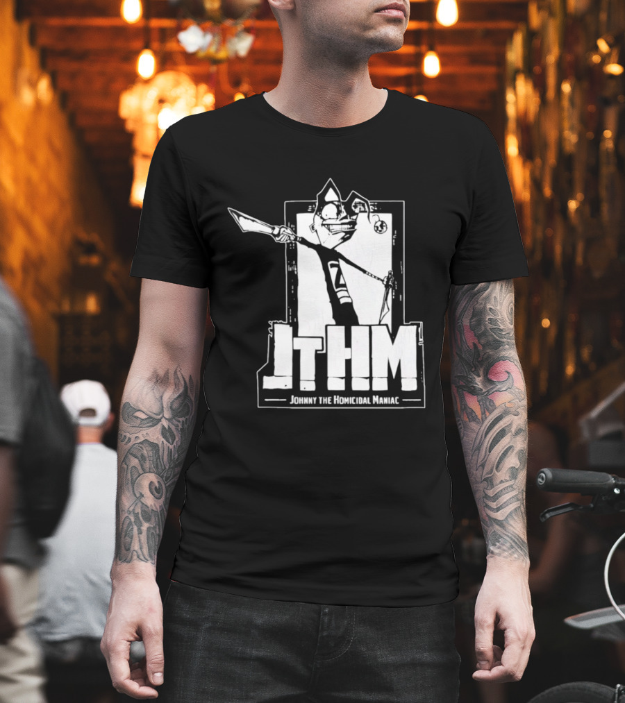 JTHM Johnny The Homicidal Maniac Distressed Black And White Comic T-Shirt