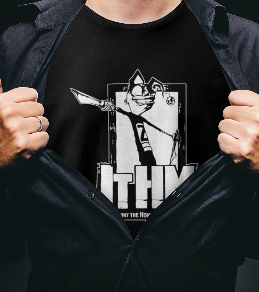 JTHM Johnny The Homicidal Maniac Distressed Black And White Comic T-Shirt