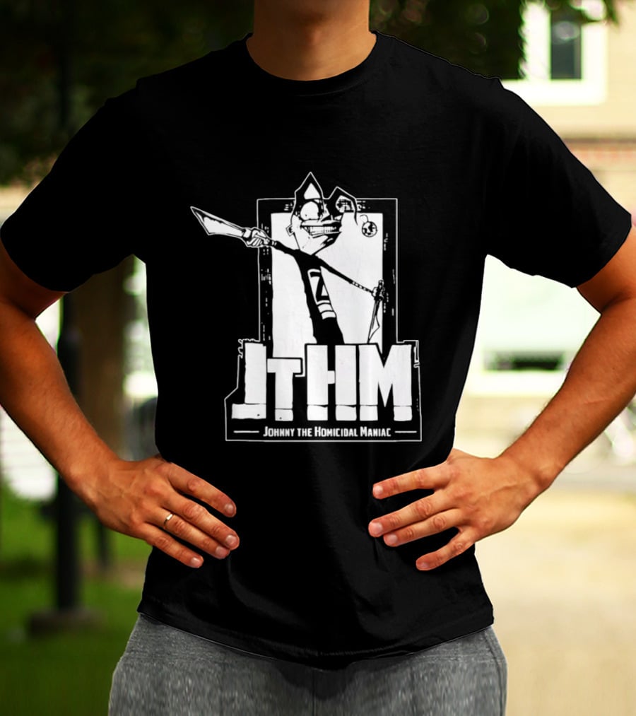 JTHM Johnny The Homicidal Maniac Distressed Black And White Comic T-Shirt
