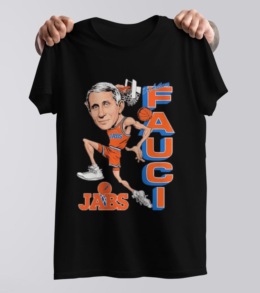 Dr Anthony Fauci Jabs Basketball Slam Dunk Caricature T-Shirt