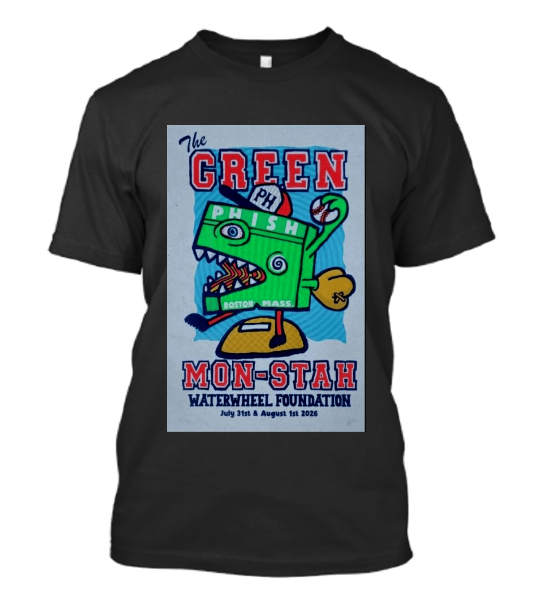 The WaterWheel Foundation The GREEN MON STAH Phish Fenway Park Boston July 31st August 1st 2026 T-Shirt