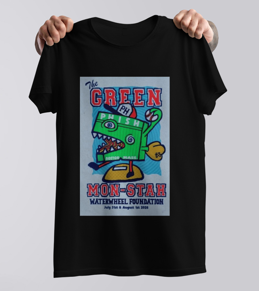 The WaterWheel Foundation The GREEN MON STAH Phish Fenway Park Boston July 31st August 1st 2026 T-Shirt
