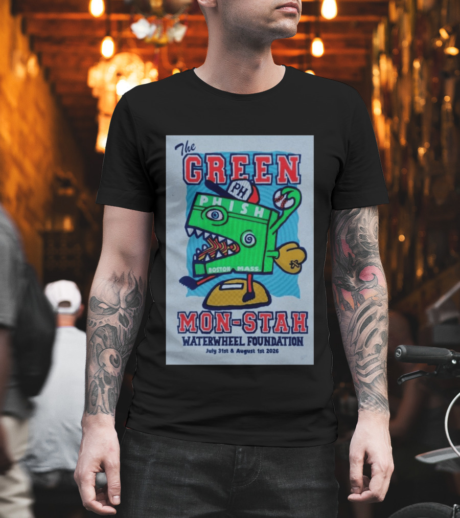 The WaterWheel Foundation The GREEN MON STAH Phish Fenway Park Boston July 31st August 1st 2026 T-Shirt