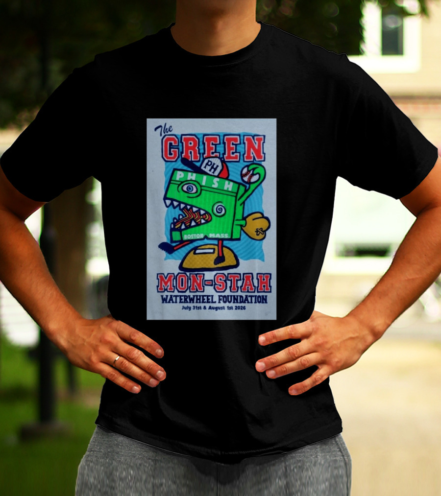 The WaterWheel Foundation The GREEN MON STAH Phish Fenway Park Boston July 31st August 1st 2026 T-Shirt