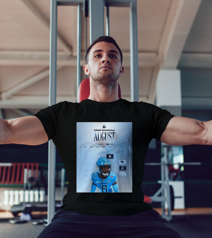 Toronto Argonauts August Game Schedule 2023 CFL Football Player Calendar T-Shirt