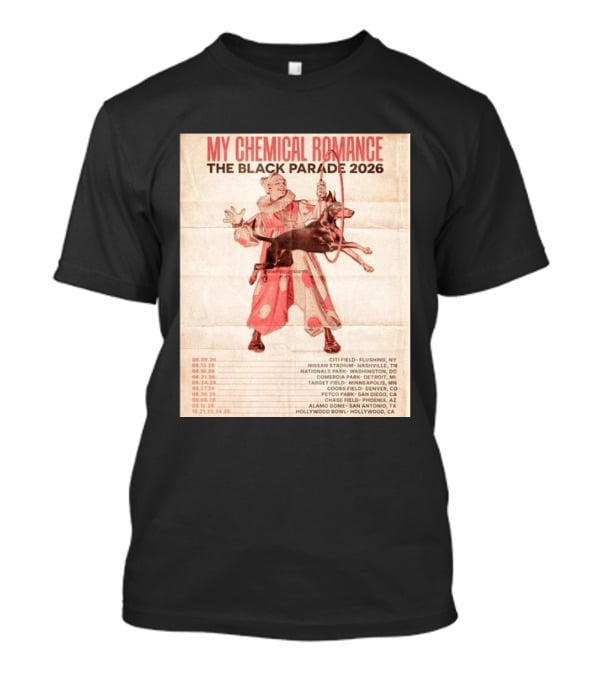 My Chemical Romance The Black Parade 2026 Tour Dates Clown And Dog T-Shirt