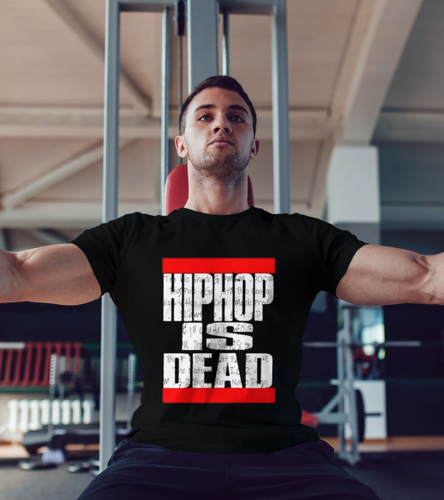 Hip Hop Is Dead White Text With Red Bars T-Shirt