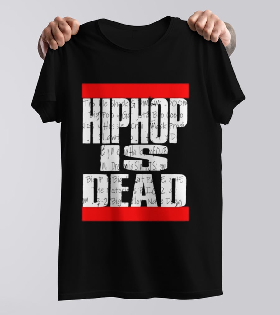Hip Hop Is Dead White Text With Red Bars T-Shirt