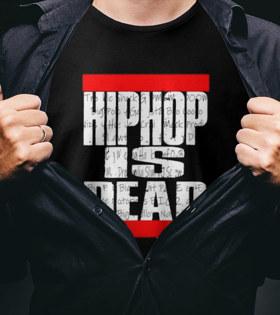 Hip Hop Is Dead White Text With Red Bars T-Shirt