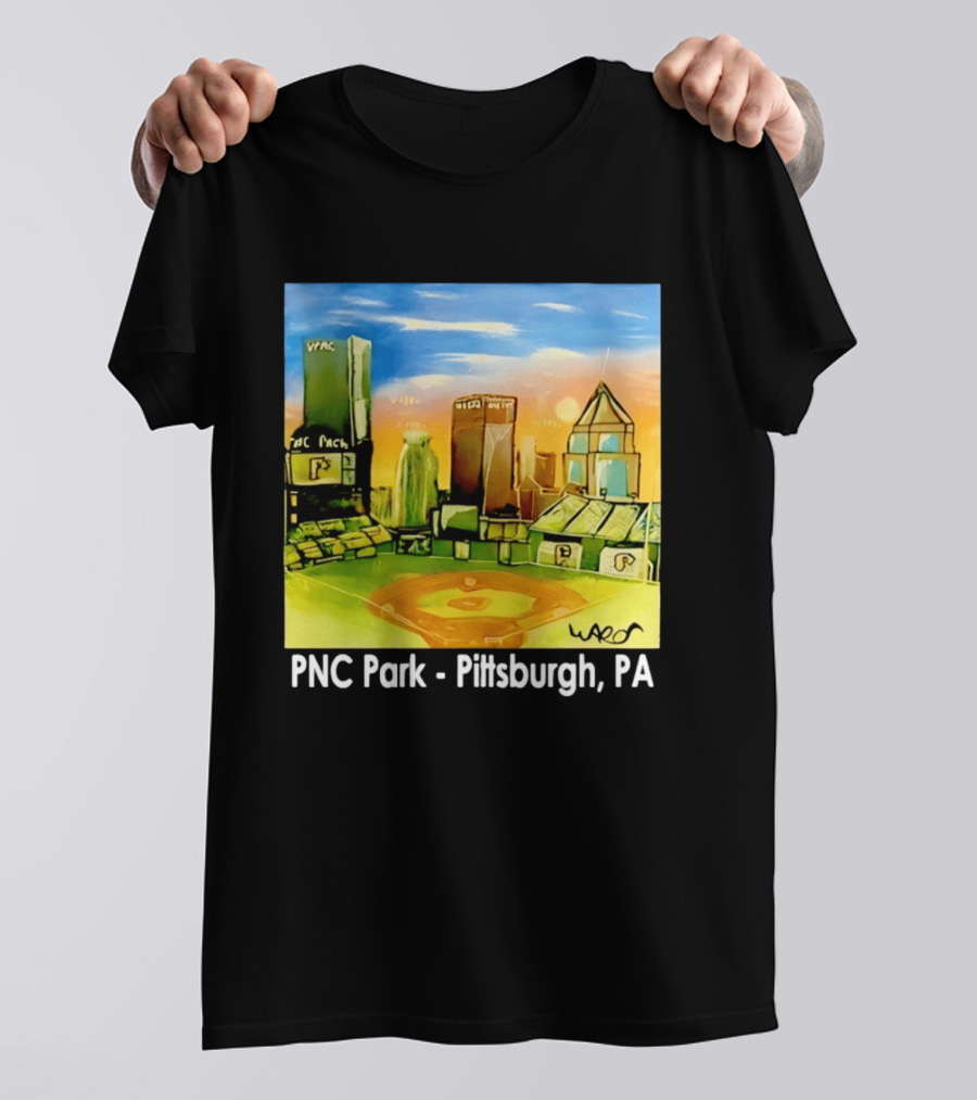 PNC Park Pittsburgh PA Baseball Skyline Art Print T-Shirt
