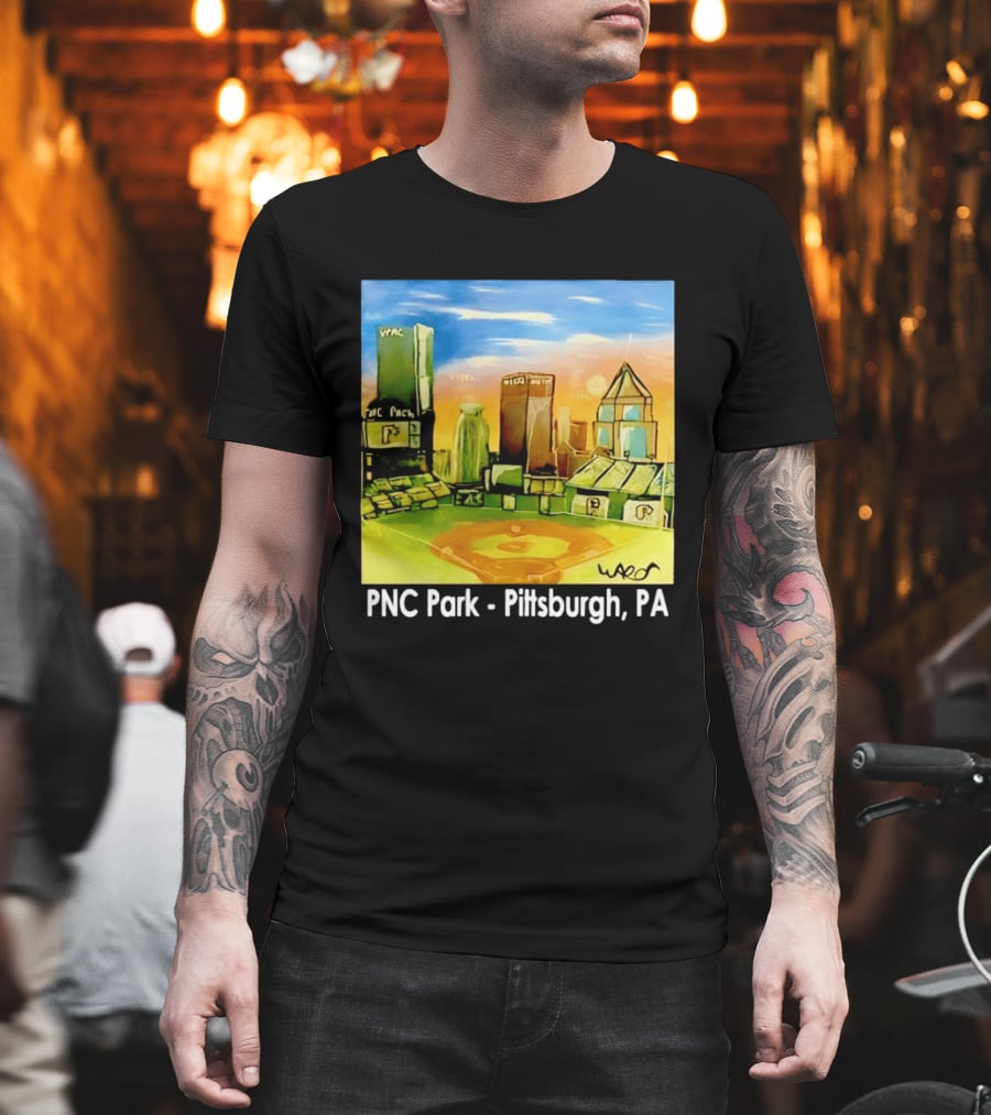 PNC Park Pittsburgh PA Baseball Skyline Art Print T-Shirt