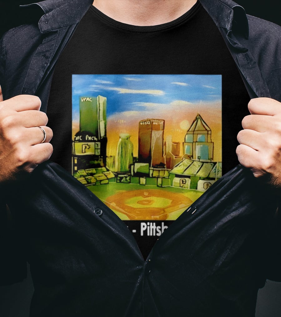 PNC Park Pittsburgh PA Baseball Skyline Art Print T-Shirt
