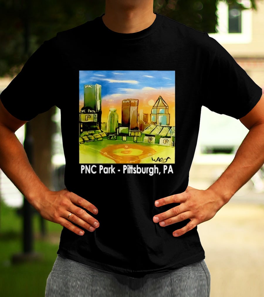 PNC Park Pittsburgh PA Baseball Skyline Art Print T-Shirt