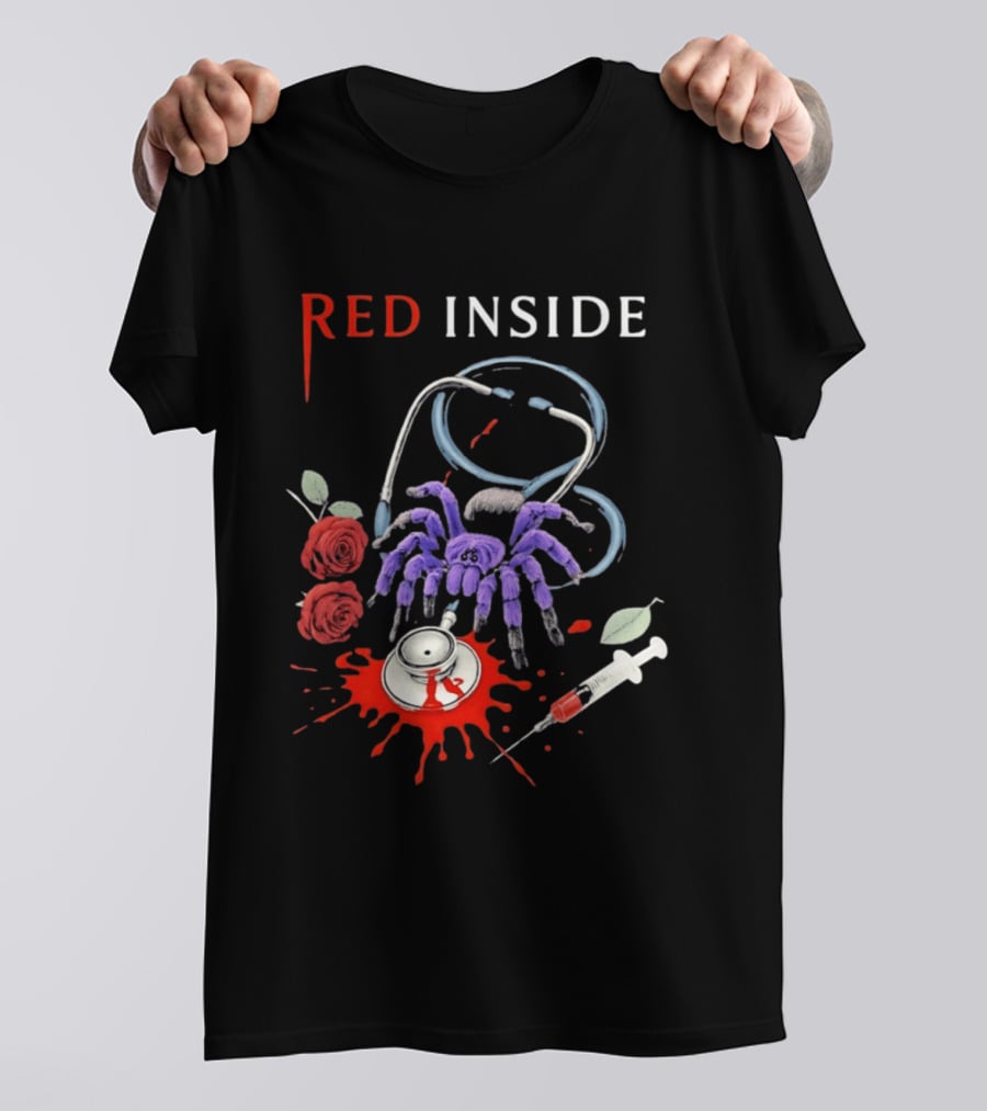 Red Inside Purple Tarantula Stethoscope Syringe Roses T-Shirt