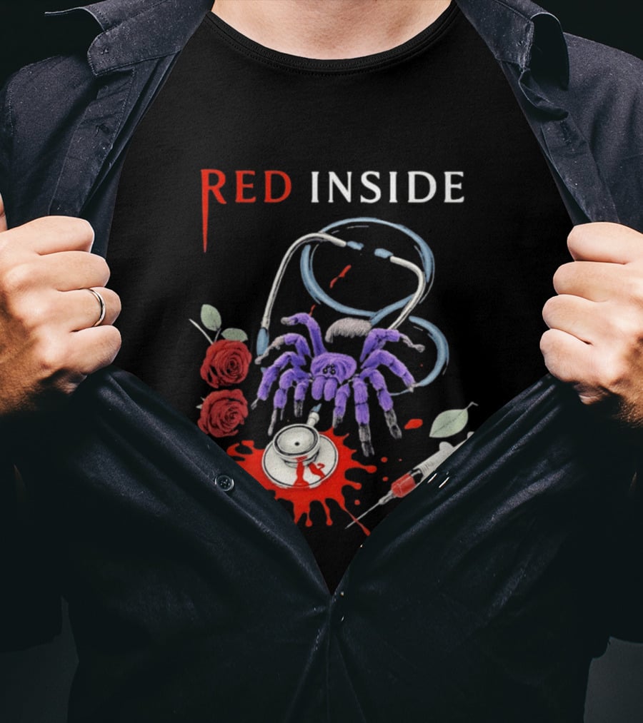 Red Inside Purple Tarantula Stethoscope Syringe Roses T-Shirt