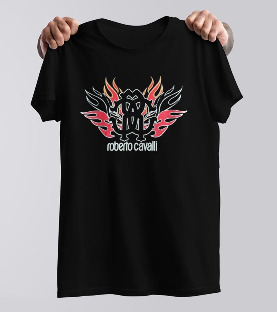 Roberto Cavalli Flaming Logo Fashion T-Shirt