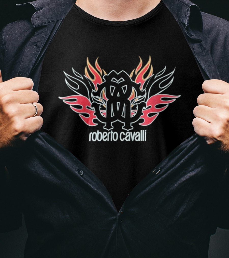 Roberto Cavalli Flaming Logo Fashion T-Shirt