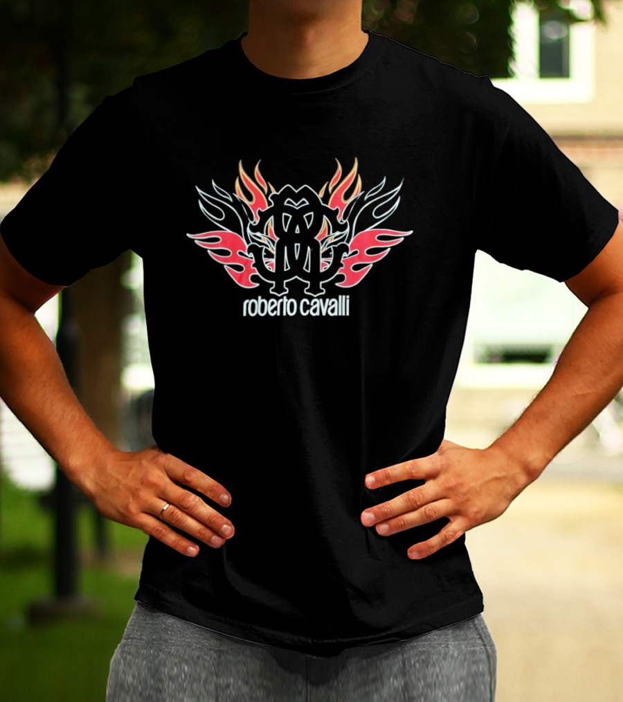 Roberto Cavalli Flaming Logo Fashion T-Shirt