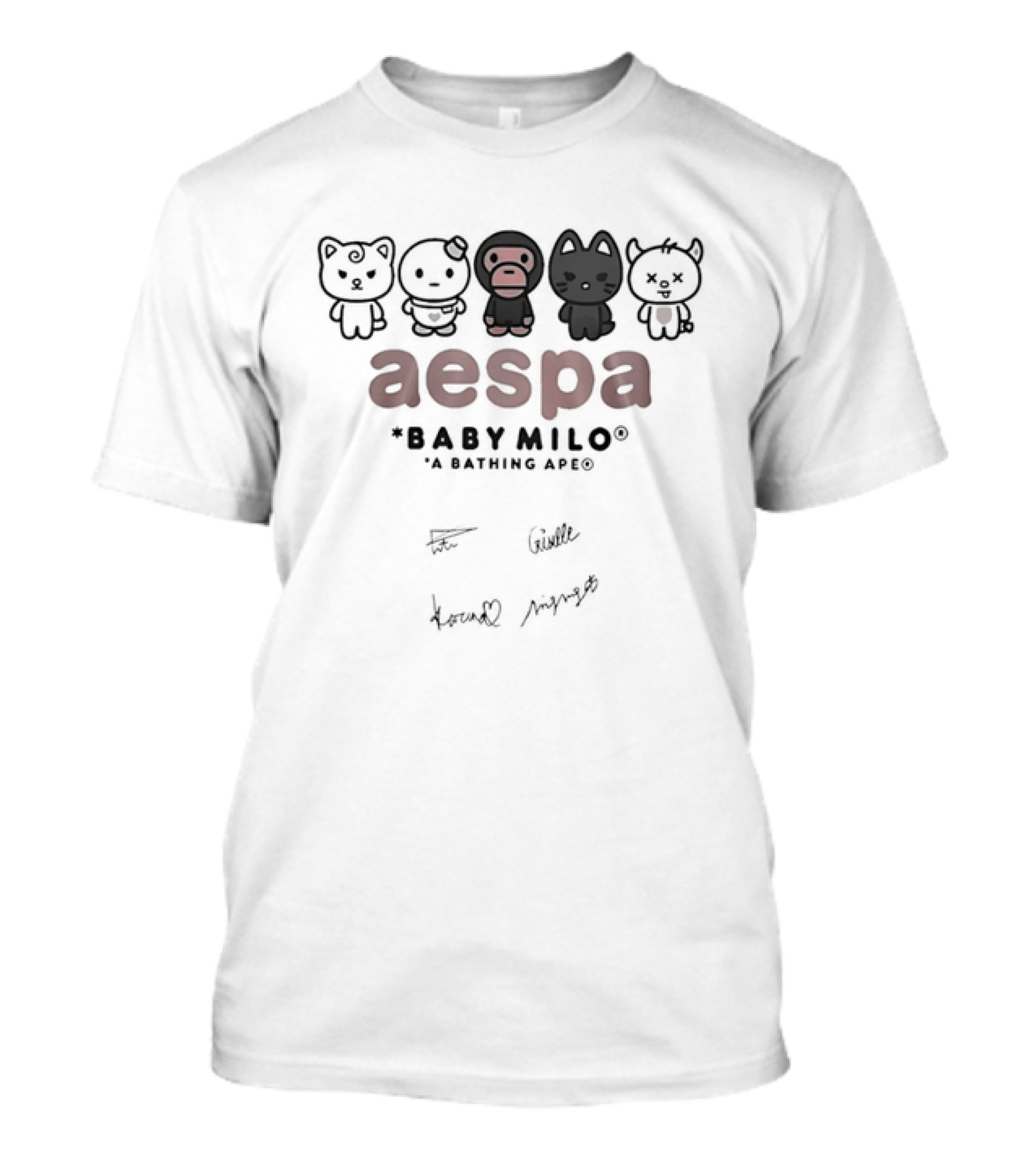 Aespa Collaboration With Baby Milo A Bathing Ape And Karina Winter T-Shirt
