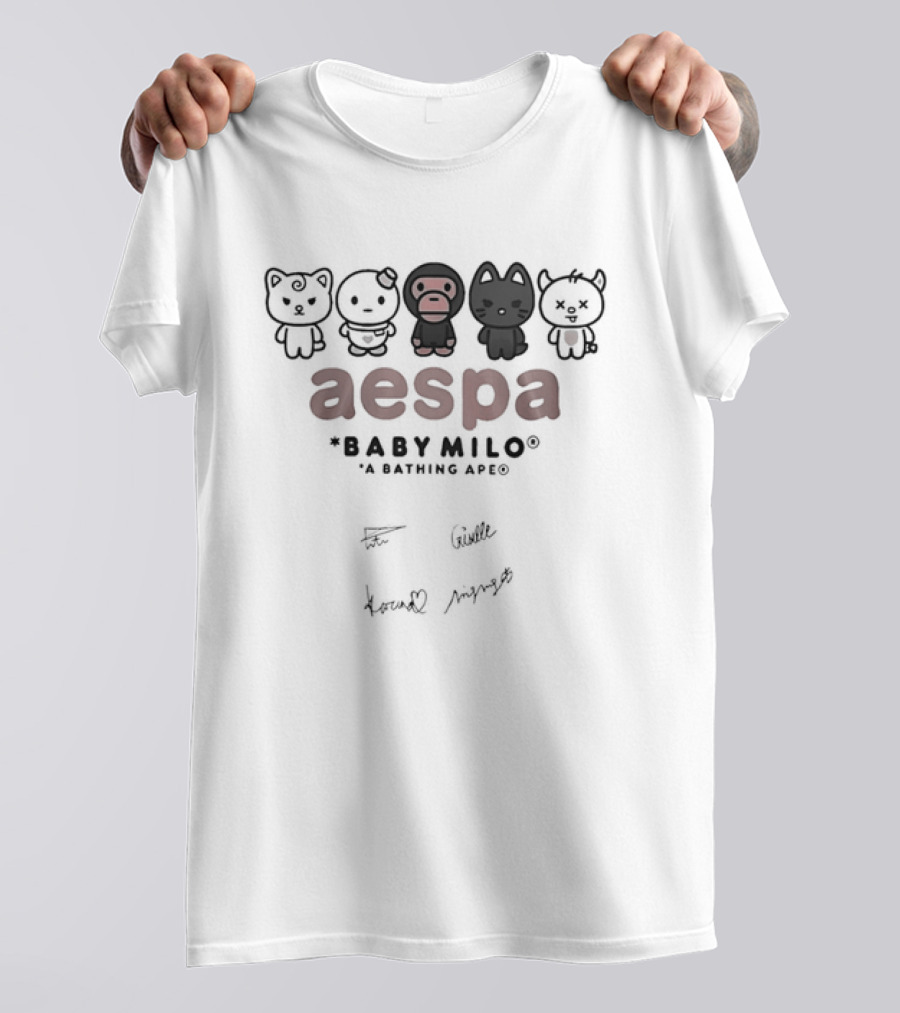 Aespa Collaboration With Baby Milo A Bathing Ape And Karina Winter T-Shirt