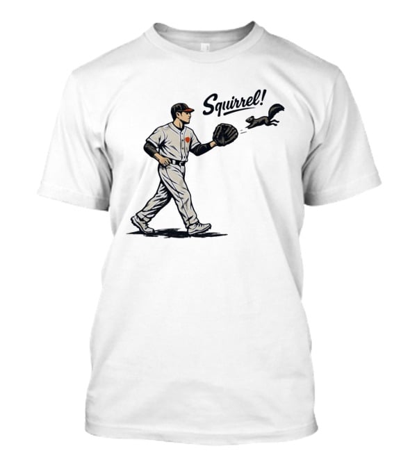 Baseball Player With Glove And Squirrel Chase T-Shirt