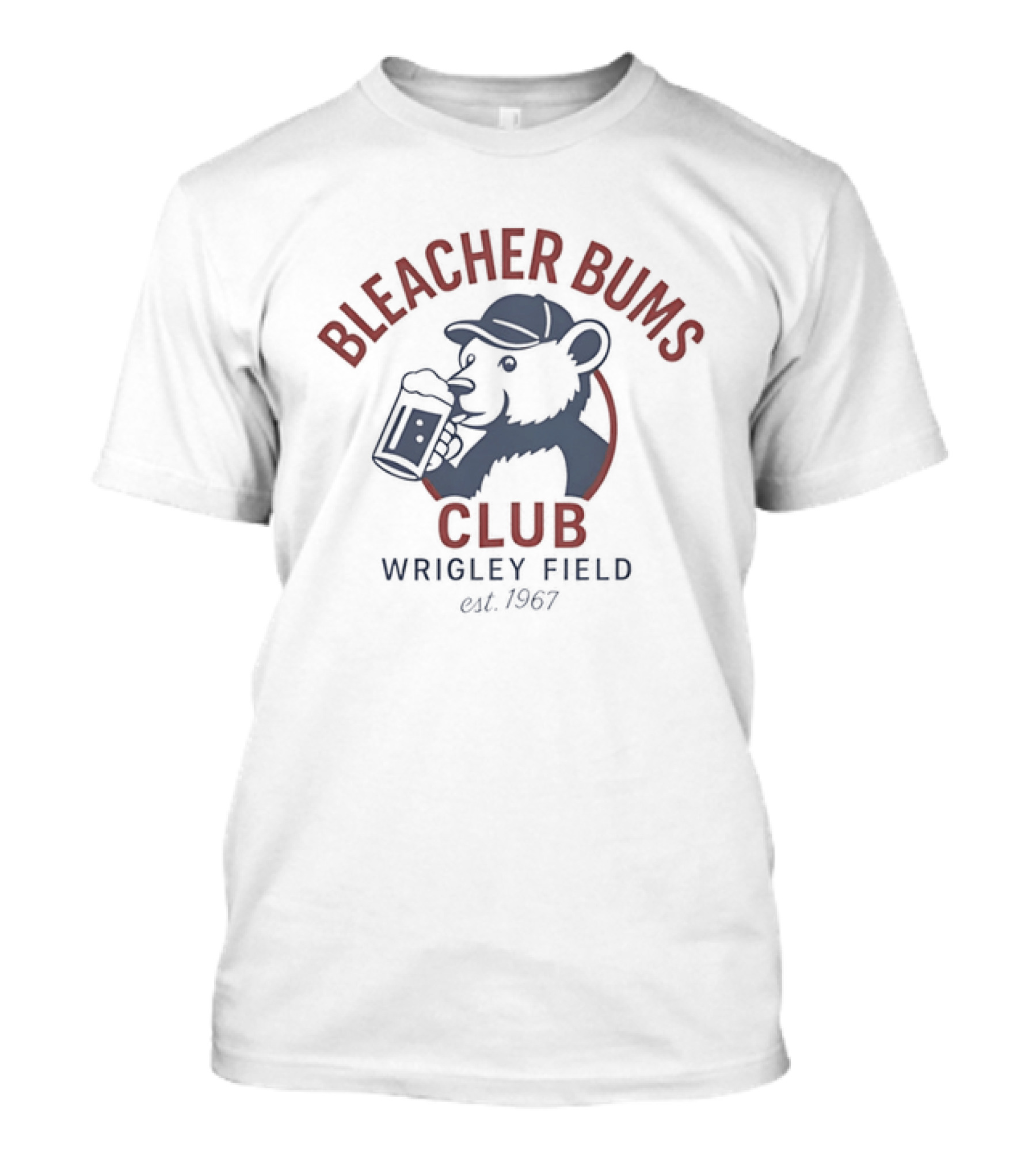 Bleacher Bums Club Wrigley Field Est 1967 Bear Drinking Beer Baseball Fan T-Shirt